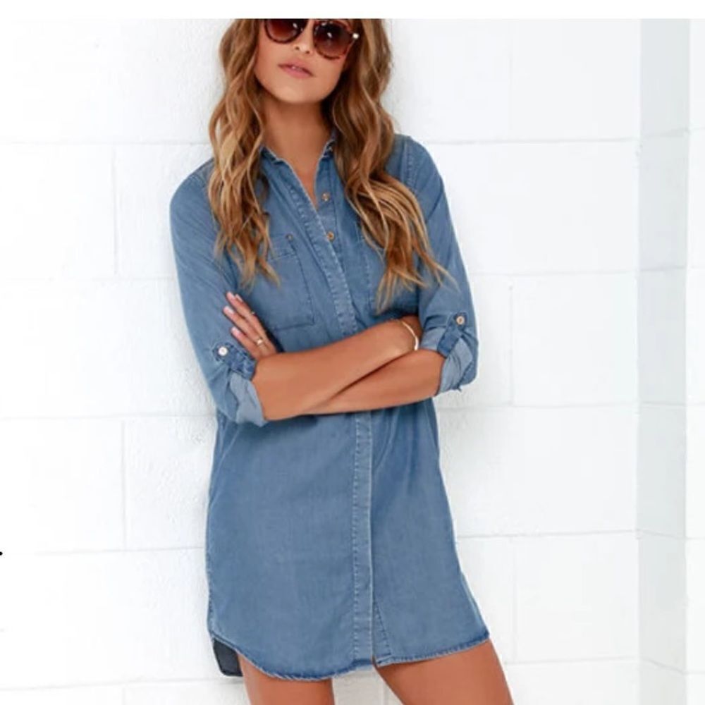 COPY - Lulus Shirt and Sweet Blue Chambray Shirt Dress size small